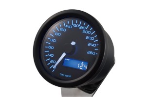 "VELONA60" ELECTRICAL SPEEDOMETER 260 KM/H MPH, BLUE LED, BLACK