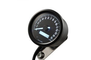 "VELONA60" ELECTRICAL TACHOMETER 15000 RPM W/ INDICATORS, WHITE-LED, BLACK